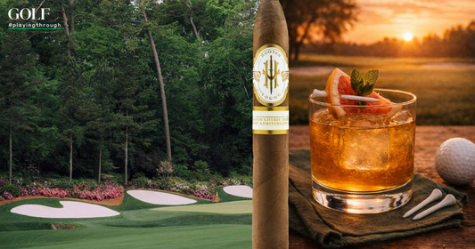 Hooten Young Masters Week - cigar with cocktail and golf course