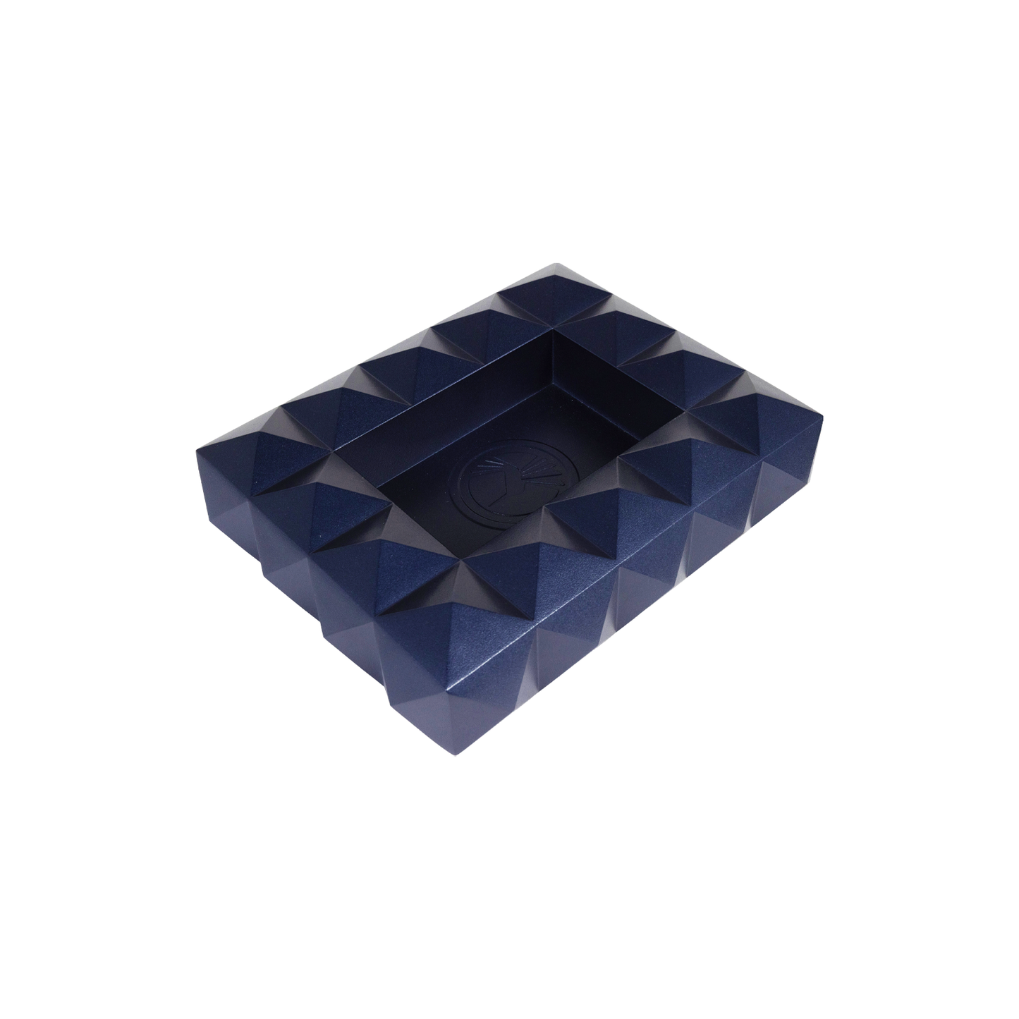 side angled view of blue Quasar Ashtray