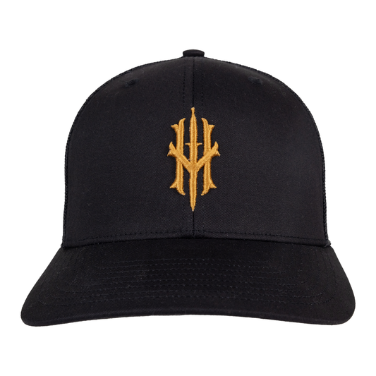 Black hat with Gold Hooten Young logo on front
