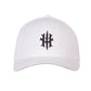 White hat with black HY logo on front