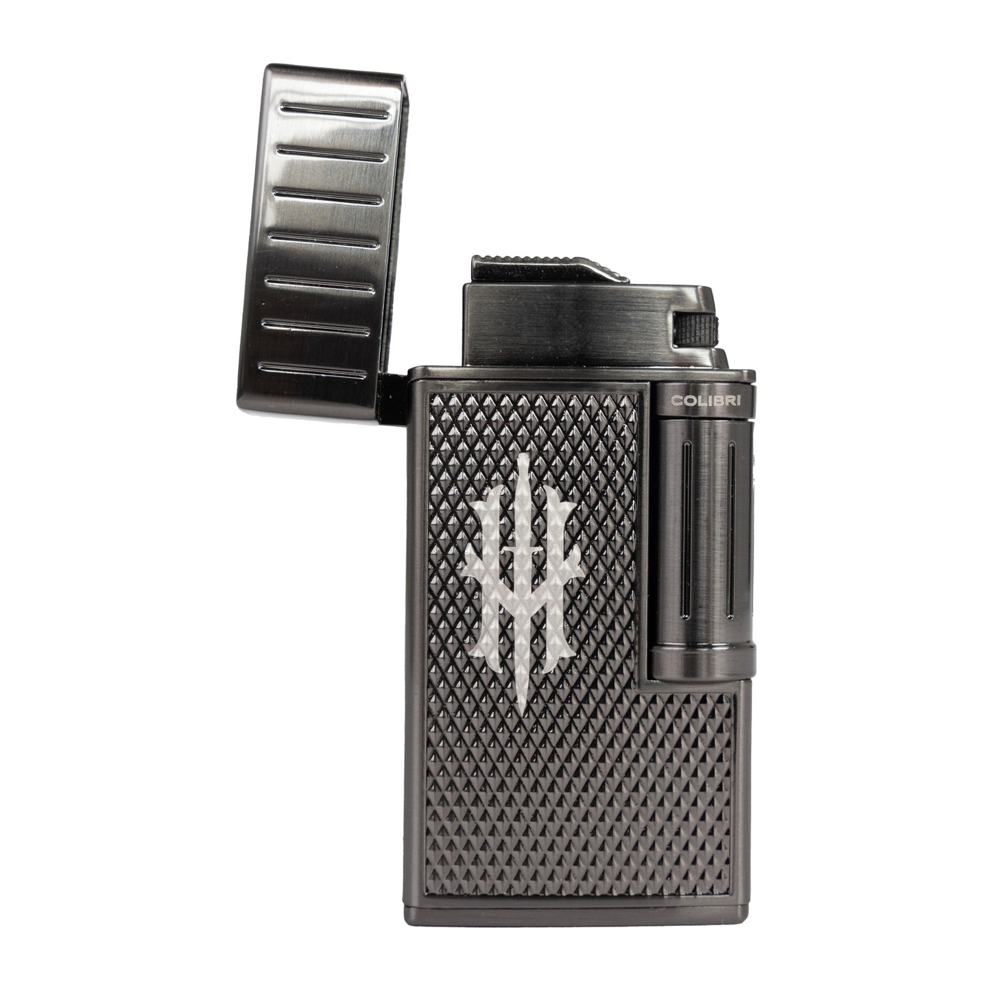 gunmetal JULIUS Classic Flint Lighter opened